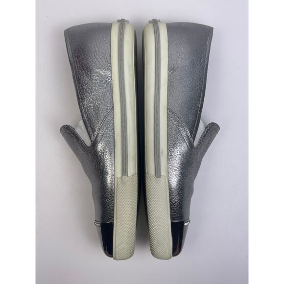 Miu Miu Silver Leather Pointed Toe Slip On Sneakers Loafers Sz 5.5 Prada - Picture 8 of 10